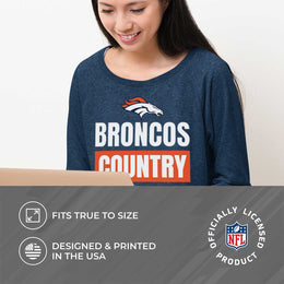 Denver Broncos NFL Womens Plus Size Team Slogan Crew Neck - Navy