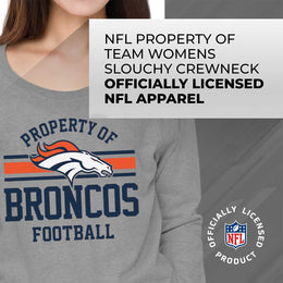 Denver Broncos NFL Womens Property of Lighweight Crew Neck - Sport Gray