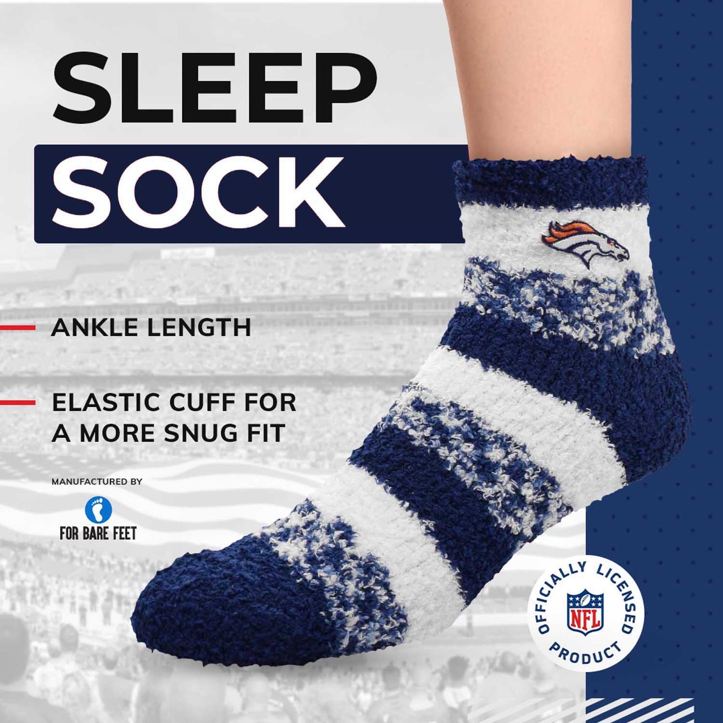 Denver Broncos NFL Cozy Soft Slipper Socks - Navy