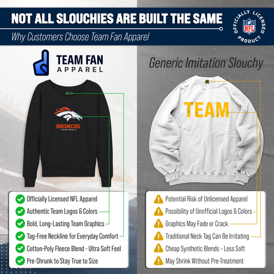 Denver Broncos NFL Womens Ultimate Fan French Terry Slouchy Top- Raglan Sleeves - Charcoal