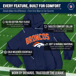 Denver Broncos NFL Youth Home Team Hoodie- Kids Hooded Sweatshirt - Navy