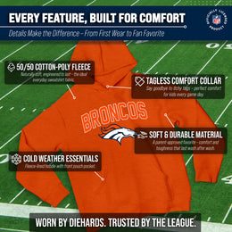 Denver Broncos NFL Youth Home Team Hoodie- Kids Hooded Sweatshirt - Orange