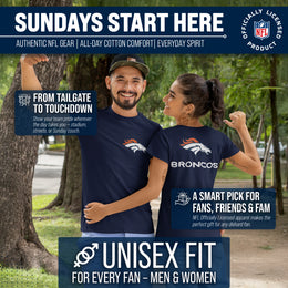 Denver Broncos NFL Pro Football Final Countdown Adult Cotton-Poly Short Sleeved T-Shirt For Men & Women - Navy