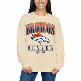 Denver Broncos Womens NFL Starstruck Crewneck Pullover - Cream