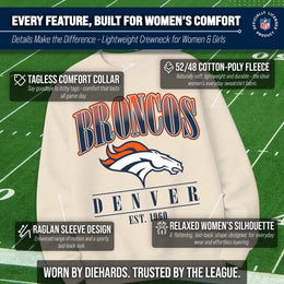 Denver Broncos Womens NFL Starstruck Crewneck Pullover - Cream