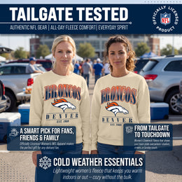 Denver Broncos Womens NFL Starstruck Crewneck Pullover - Cream