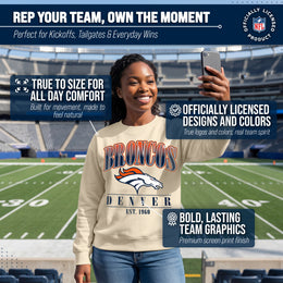 Denver Broncos Womens NFL Starstruck Crewneck Pullover - Cream