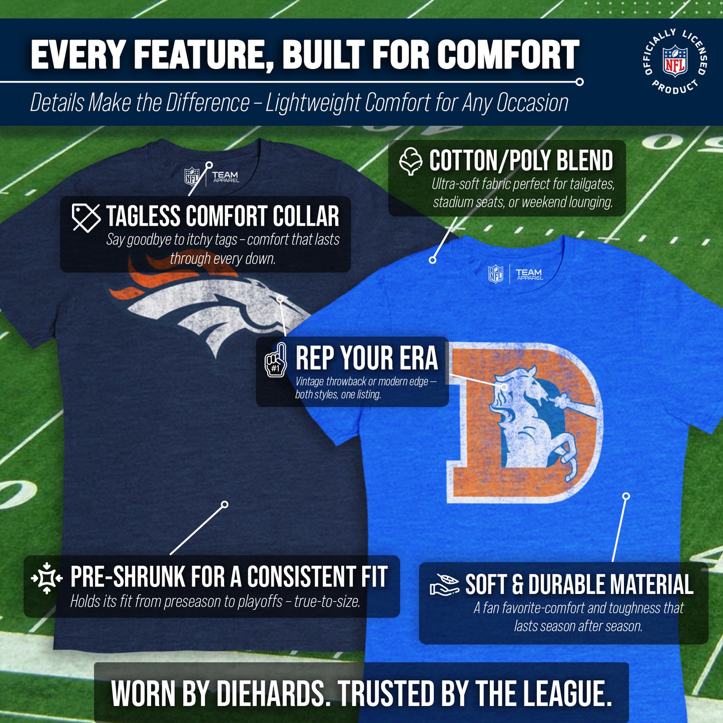 Denver Broncos NFL Modern Throwback T-shirt - Navy