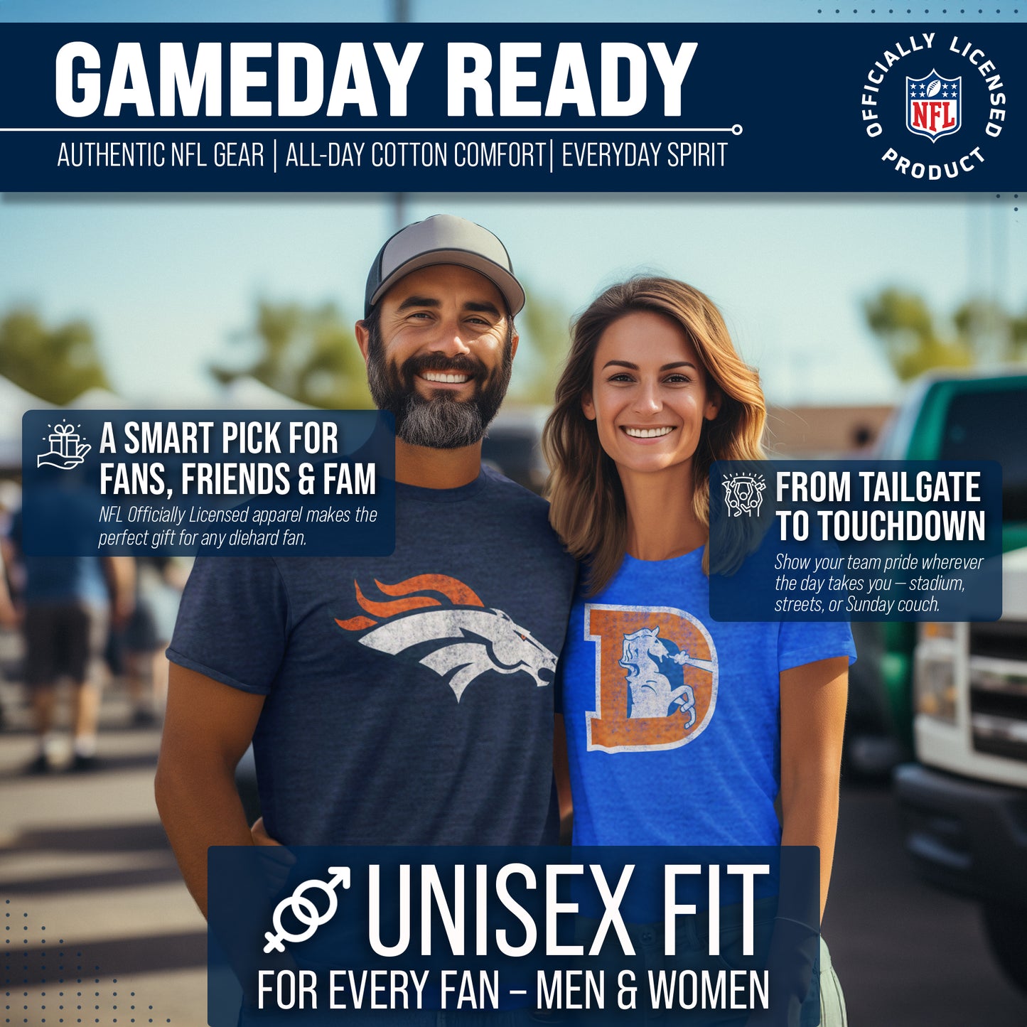 Denver Broncos NFL Modern Throwback T-shirt - Navy