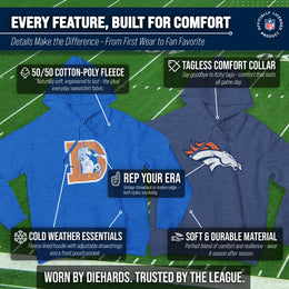 Denver Broncos NFL Adult Unisex Modern Throwback Ultra Soft Fleece Hooded Sweatshirt - Navy