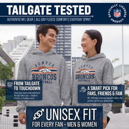Denver Broncos NFL Team Stripe Hooded Sweatshirt- Soft Pullover Sports Hoodie For Men & Women - Sport Gray