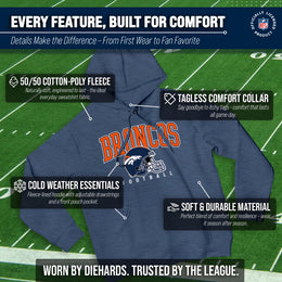 Denver Broncos NFL Adult Unisex All Star Soft Fleece Hooded Sweatshirt - Navy Heather