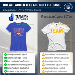 Denver Broncos NFL Womens Overtime Blueprint Tag-Less T-Shirt - Royal