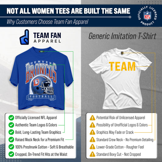 Denver Broncos  Women's Franchise Helmet Crop T-Shirt Mock Neck - Royal