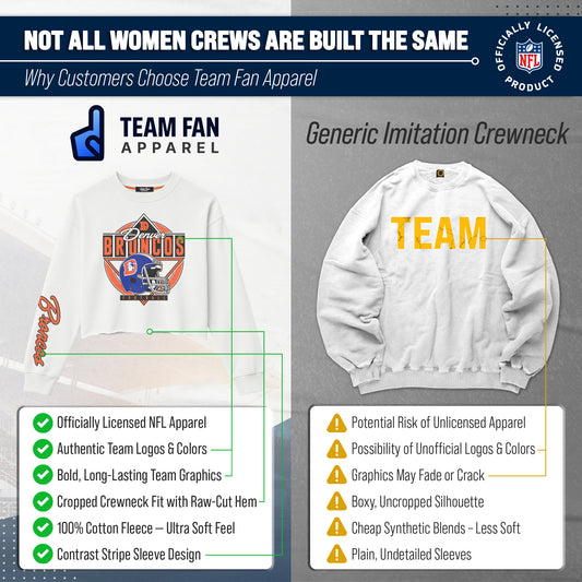 Denver Broncos  Women's Franchise Helmet Cut Crop Crewneck - White