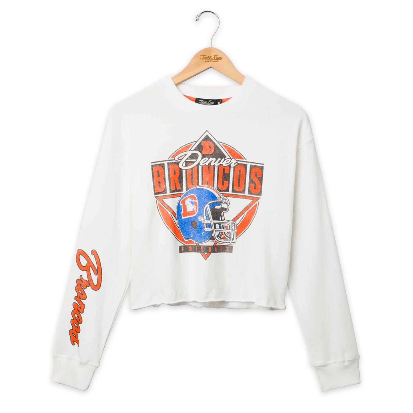 Denver Broncos Junk Food NFL  Women's Franchise Vintage Crop Crewneck - White