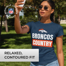 Denver Broncos NFL Womens Plus Size Team Slogan Short Sleeve T-Shirt - Navy