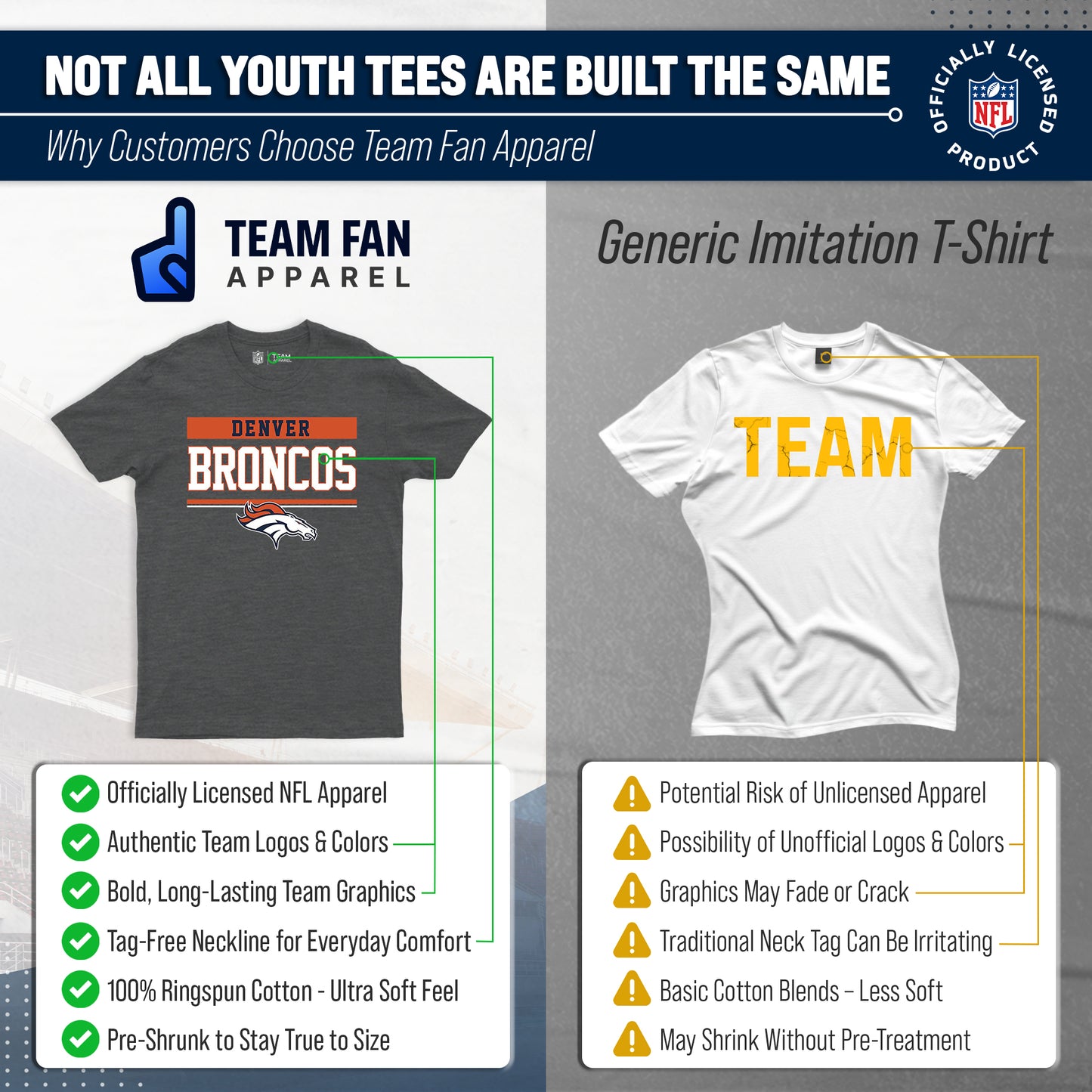 Denver Broncos NFL Youth Short Sleeve Charcoal T Shirt - Charcoal