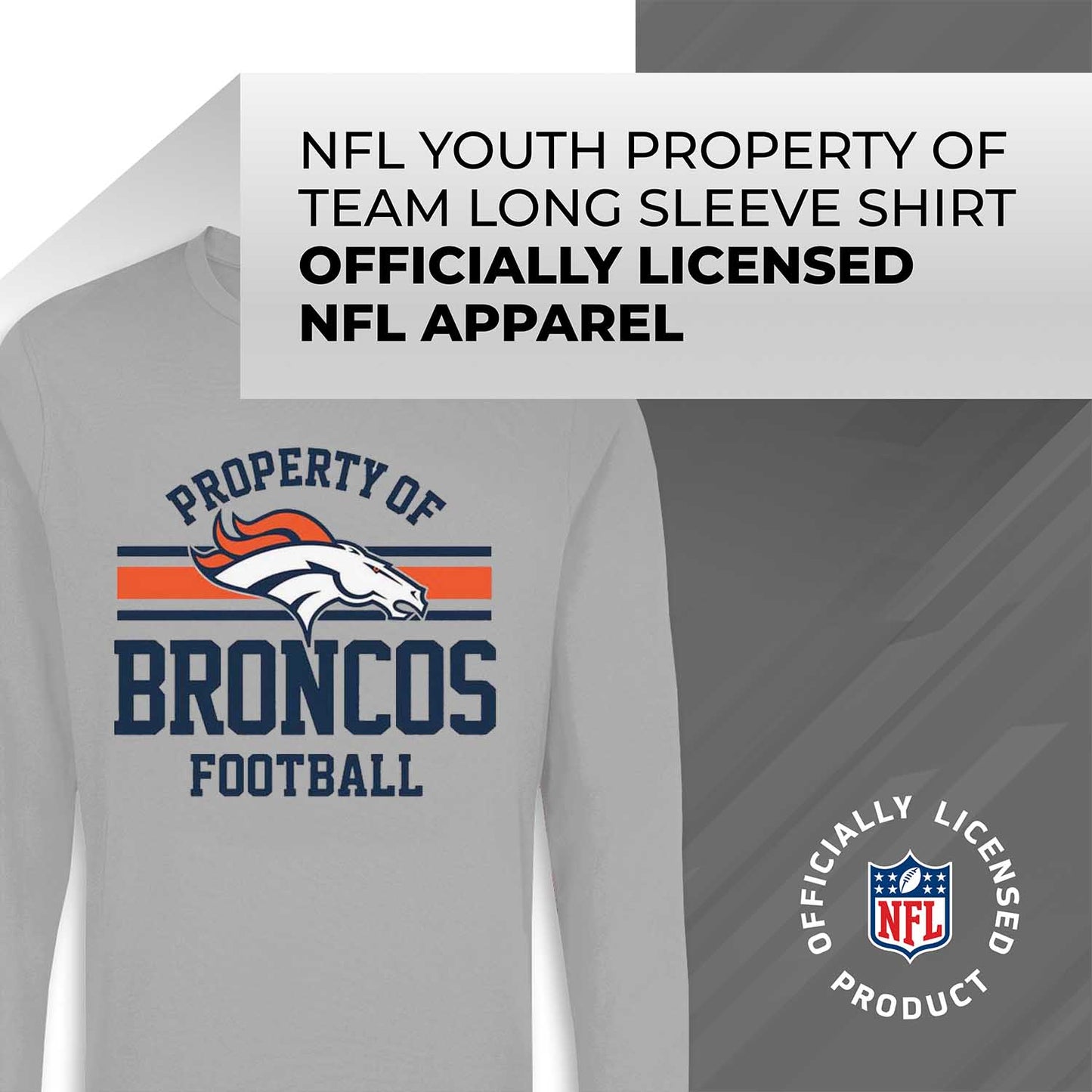Denver Broncos NFL Youth Property Of Crew Sweatshirt - Sport Gray