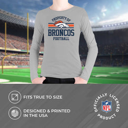 Denver Broncos NFL Youth Property Of Crew Sweatshirt - Sport Gray