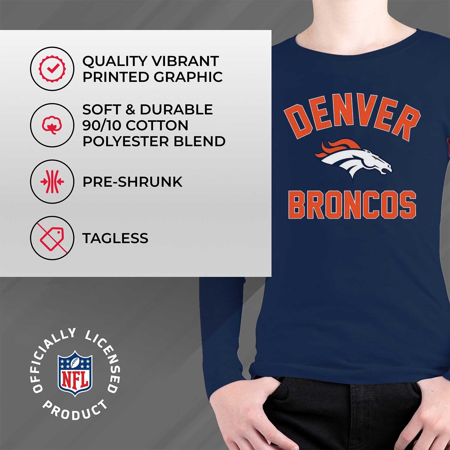 Denver Broncos NFL Youth Gameday Crewneck Sweatshirt - Navy