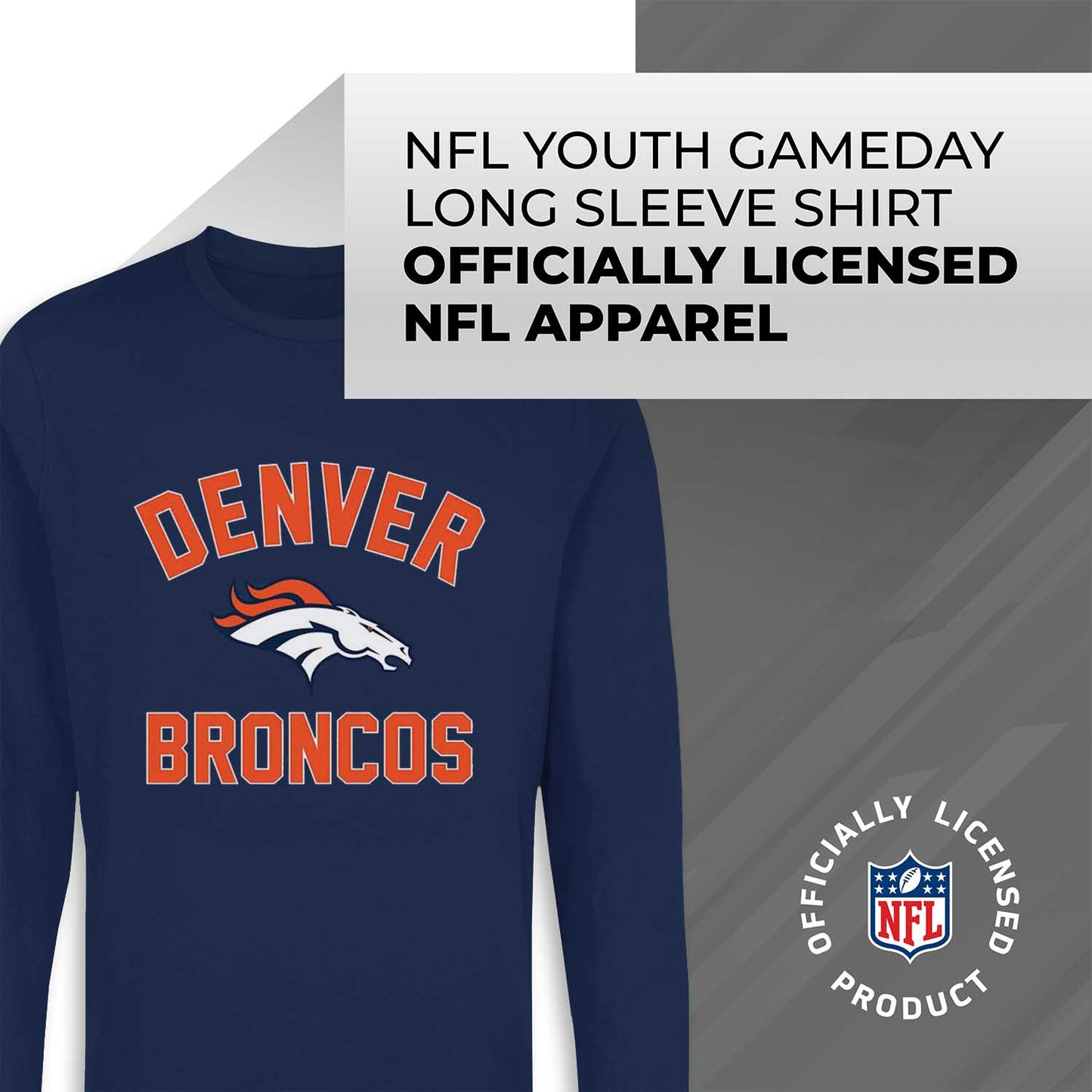 Denver Broncos NFL Gameday Youth Football Long Sleeve Shirt - Navy