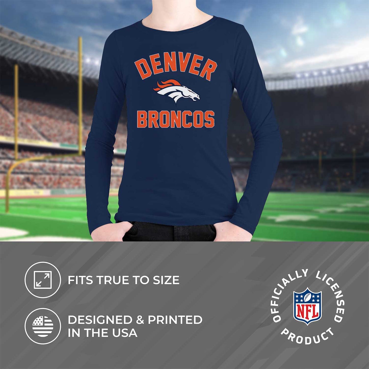 Denver Broncos NFL Gameday Youth Football Long Sleeve Shirt - Navy