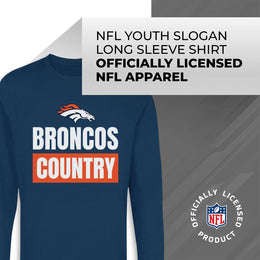 Denver Broncos NFL Youth Team Slogan Long Sleeve Shirt  - Navy