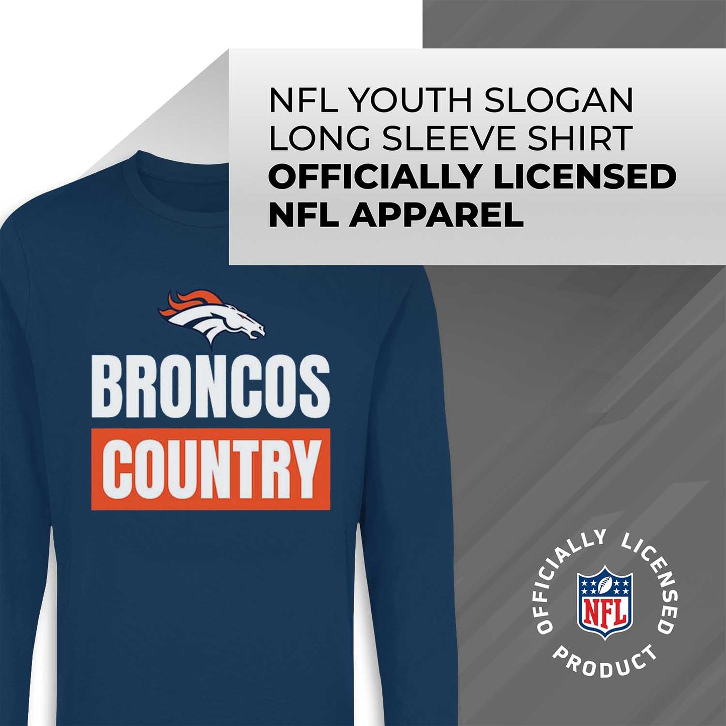 Denver Broncos NFL Youth Team Slogan Long Sleeve Shirt  - Navy
