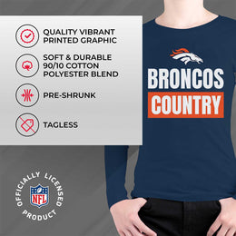 Denver Broncos NFL Youth Team Slogan Long Sleeve Shirt  - Navy