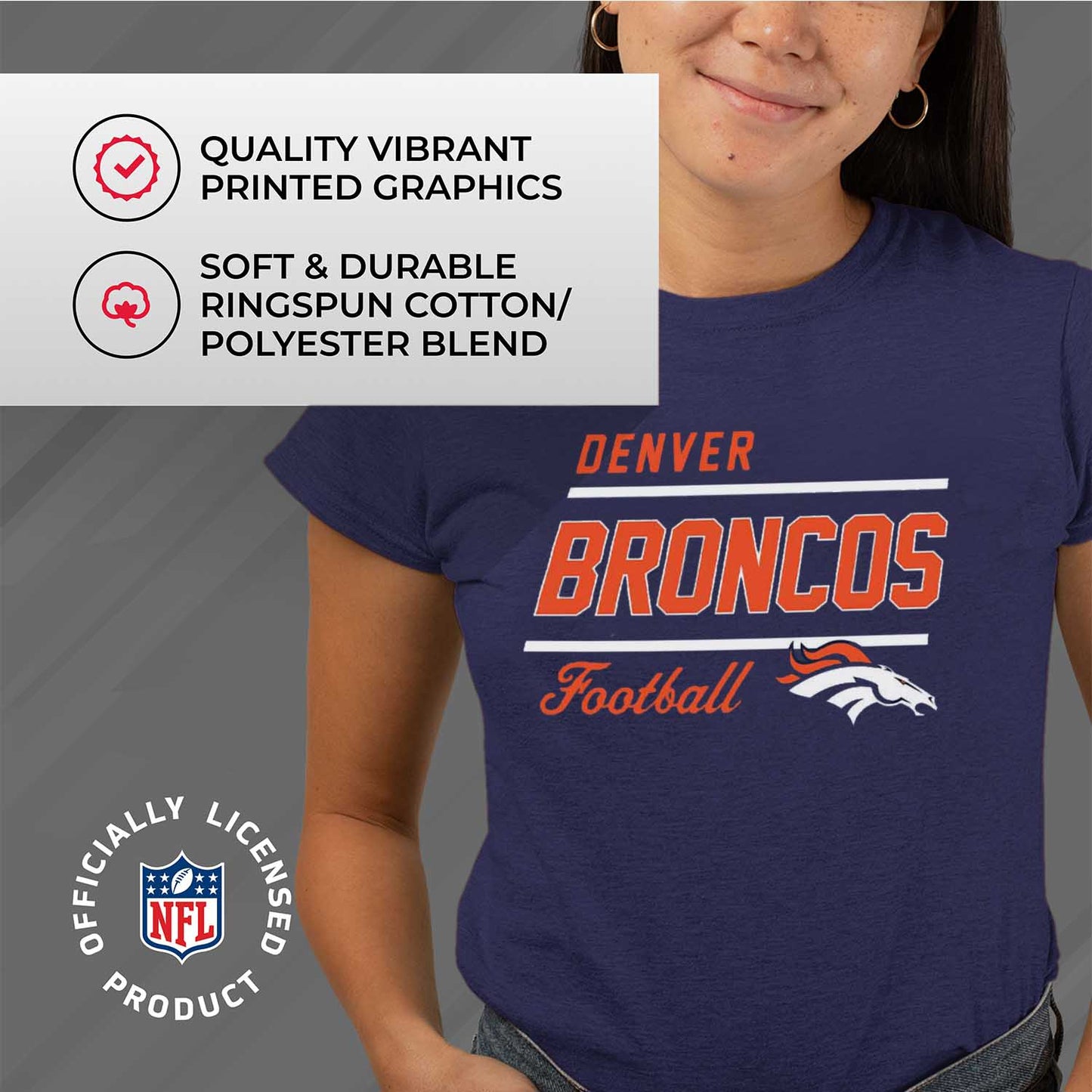 Denver Broncos NFL Womens Plus Size Relaxed Fit T-Shirt - Navy