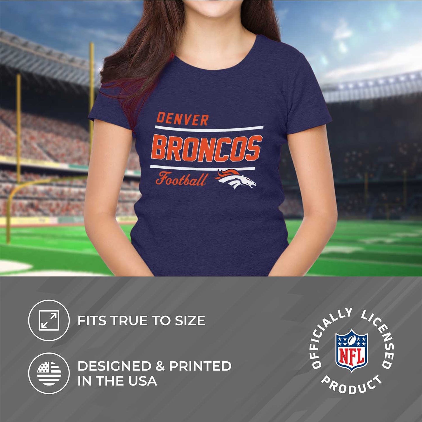 Denver Broncos NFL Womens Plus Size Relaxed Fit T-Shirt - Navy
