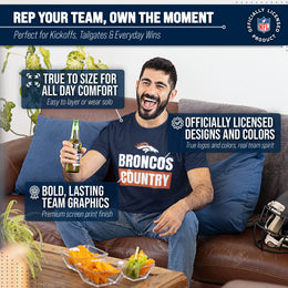 Denver Broncos NFL Adult Team Slogan Unisex T-Shirt - Navy