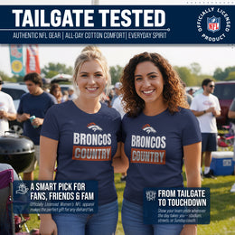 Denver Broncos NFL Womens Team Slogan Short Sleeve Tshirt - Navy