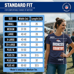 Denver Broncos NFL Womens Team Slogan Short Sleeve Tshirt - Navy