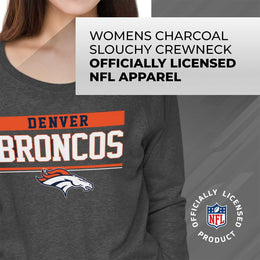 Denver Broncos NFL Womens Team Block French Terry Slouchy Top - Charcoal