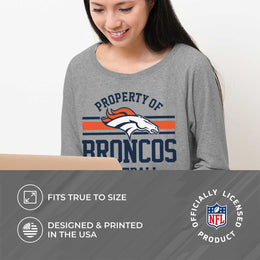 Denver Broncos NFL Womens Property of Lighweight Crew Neck - Sport Gray