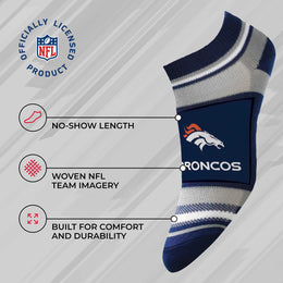 Denver Broncos NFL Adult Marquis Addition No Show Socks - Navy