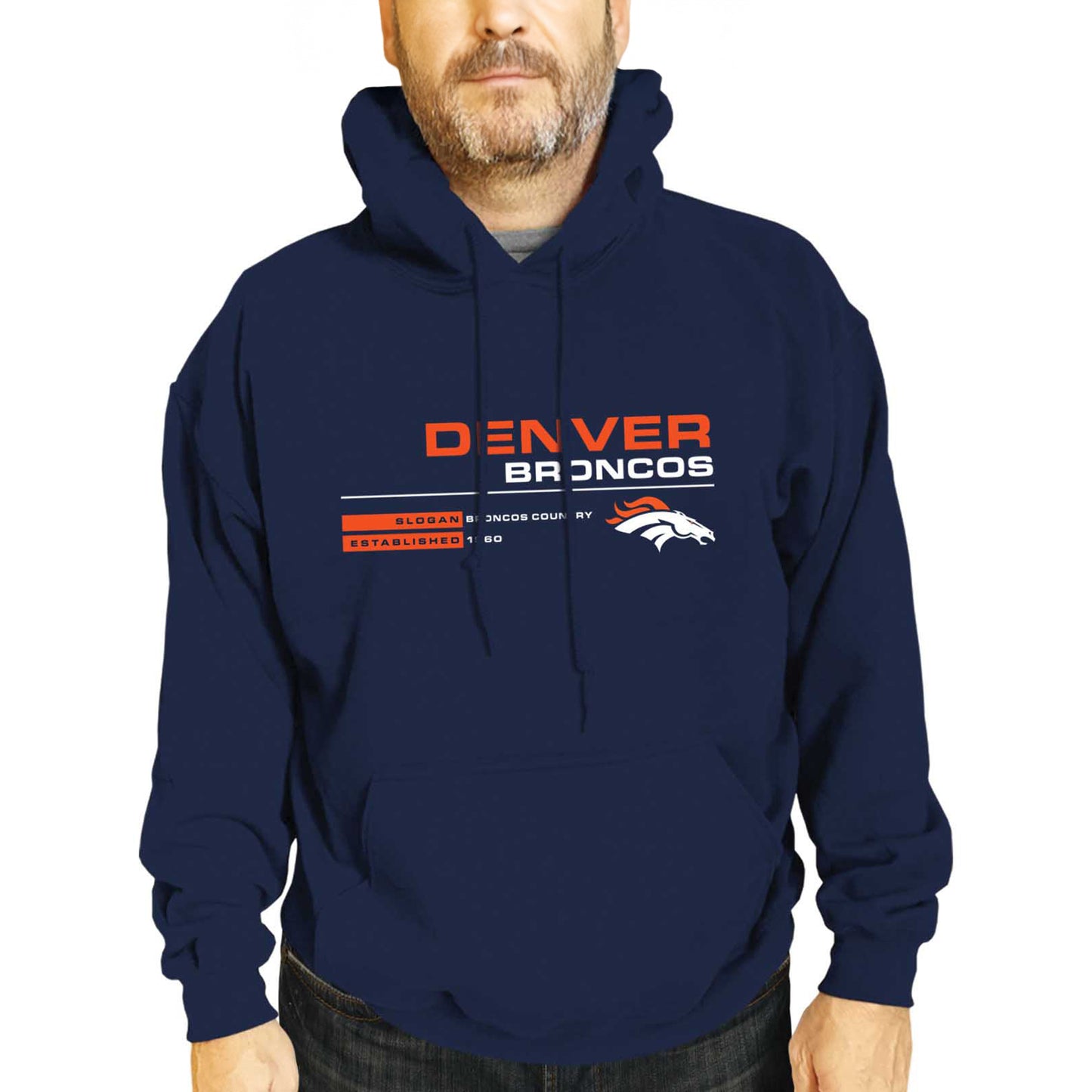 Denver Broncos Adult NFL Speed Stat Sheet Fleece Hooded Sweatshirt - Navy