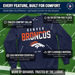 Denver Broncos Adult NFL Diagonal Fade Color Block Crewneck Sweatshirt - Navy