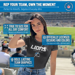 Detroit Lions Women's NFL Football Helmet Short Sleeve Tagless T-Shirt - Charcoal