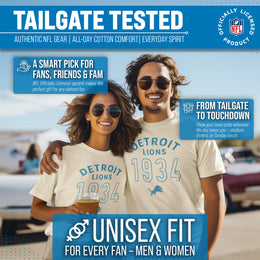 Detroit Lions NFL Adult Big Date Tag-Less T-Shirt - Natural