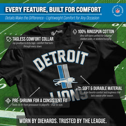 Detroit Lions NFL Adult Retro Gameday Unisex T-Shirt - Black