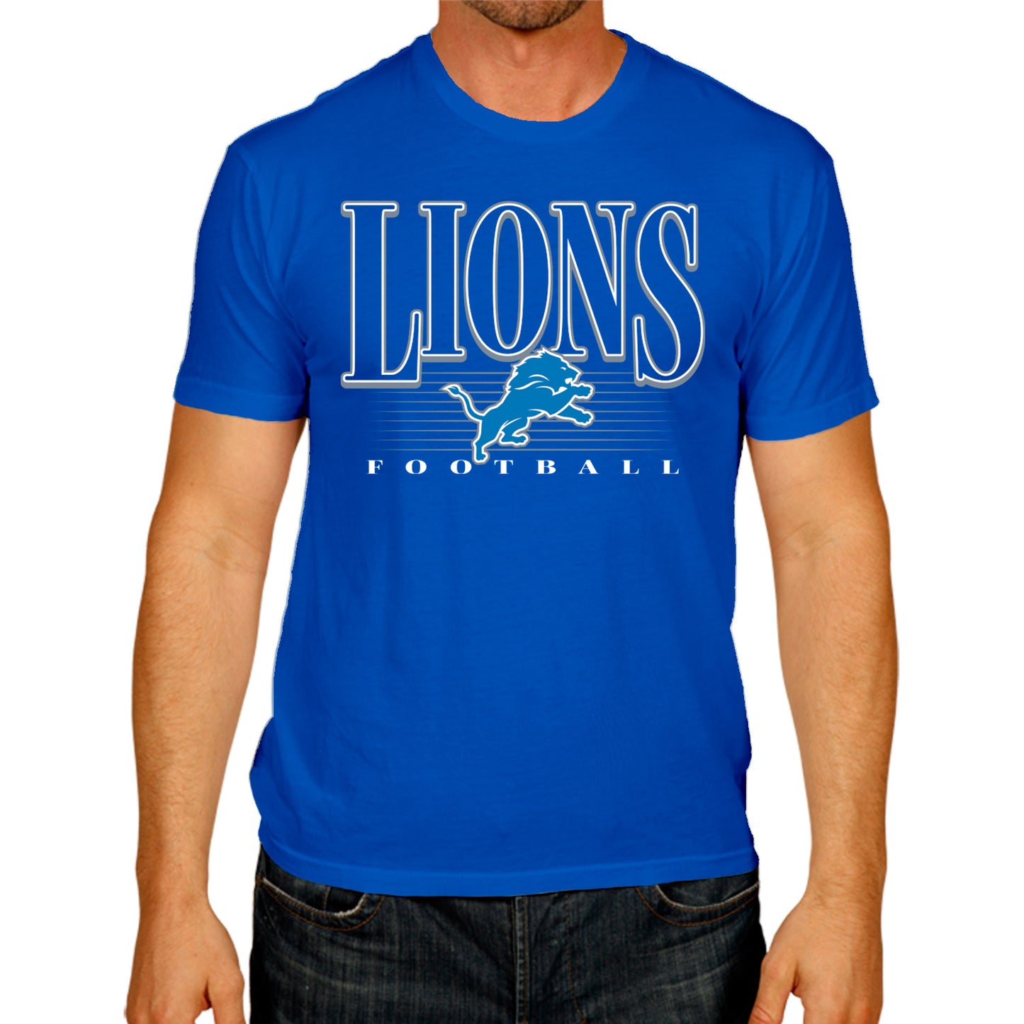 Detroit Lions NFL Adult Overtime Blueprint Tag-Less T-Shirt - Royal