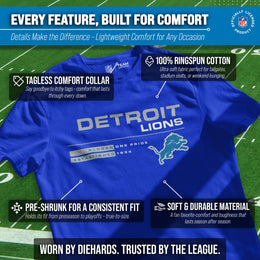 Detroit Lions Adult NFL Speed Stat Sheet T-Shirt - Royal