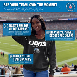 Detroit Lions NFL Womens Helmet French Terry Slouchy Top - Charcoal