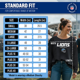 Detroit Lions NFL Womens Helmet French Terry Slouchy Top - Charcoal