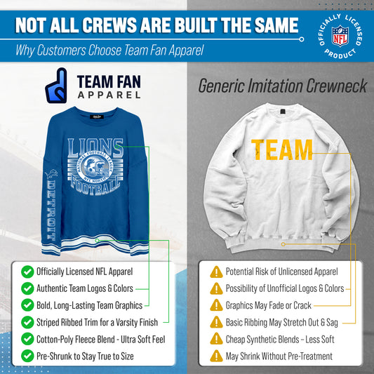 Detroit Lions  NFL Franchise Striped Rib Oversized Crewneck Men - Blue