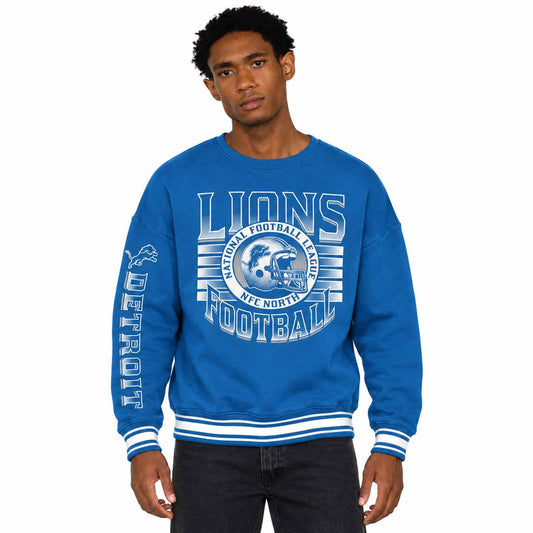 Detroit Lions  NFL Franchise Striped Rib Oversized Crewneck Men - Blue