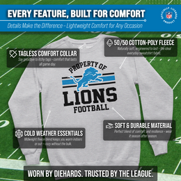 Detroit Lions NFL Adult Property Of Crewneck Fleece Sweatshirt - Sport Gray